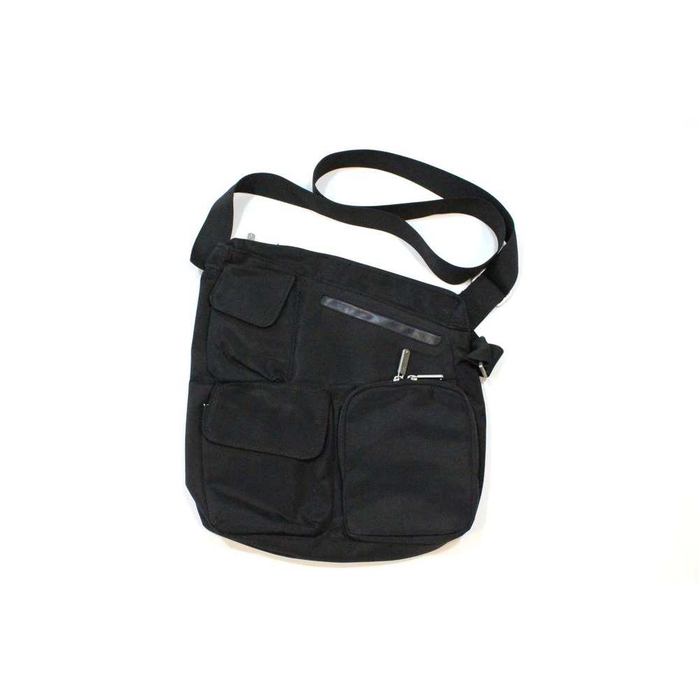 Large Travelon Crossbody Travel Bag Black Exterior‎ and hounds tooth lining